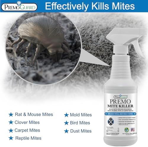 Premo Guard Natural Mite Spray, Kills Dust, Bird, Carpet, and Other Mites