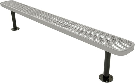 COATEDOUTDOORFURNITURE Coated Outdoor Furniture Heavy-Duty Outdoor Bench Thermoplastic Coated, Expanded Metal, Commercial-Grade Seating, Made in America (Surface Without Back, 8 Ft, Grey)