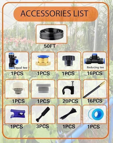 Drip Irrigation System,Automatic Garden Watering System, 360 Degree Adjustable Garden Sprinkler, High Output Mist Spray Nozzle for Potted Plants, Easy Connect & Rotating Head, Customizable Water Flow