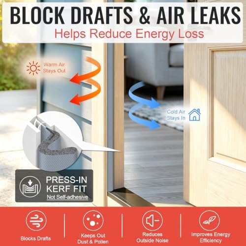 Litaibai 60 ft Kerf Weather Stripping Door Seal for Exterior Doors, Gray