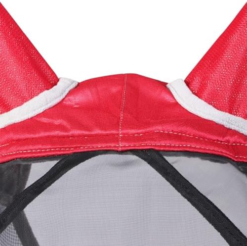Harrison Howard CareMaster Pro Luminous Horse Fly Mask Large Eye Space Long Nose with Ears UV Protection for Horse Red S Pony