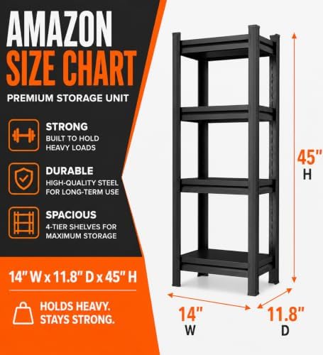 Garage Shelving, Heavy Duty Adjustable Boltless Metal Storage Shelves