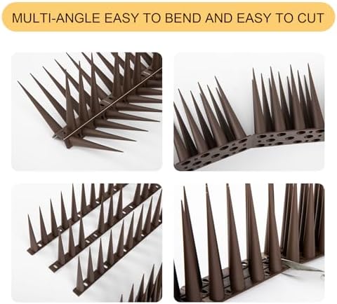 OFFO Bird Spikes Pigeon Outdoor Spikes for Cat Keep Birds Raccoon Woodpecker Away Covers 4 Feet(1.2m), Brown