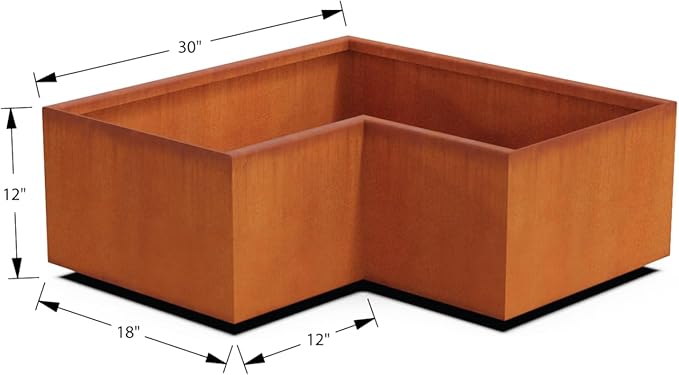 Plantercraft Corten Steel Planter | Large Rectangular Planters for Outdoor Plants | 30x18x12 Inch Large Outdoor Planter Box & Corten Steel Raised Garden Bed for Patios, Decks, and Landscapes