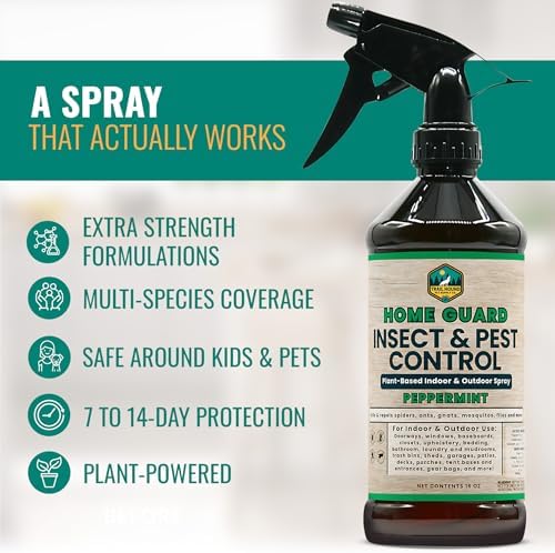 Home Guard Peppermint Insect & Pest Control Spray – Peppermint & Cedarwood Oil Deodorizer with Extended Protection – USA-Made, Safe for Kids & Pets (16 Fl Oz (Pack of 2))