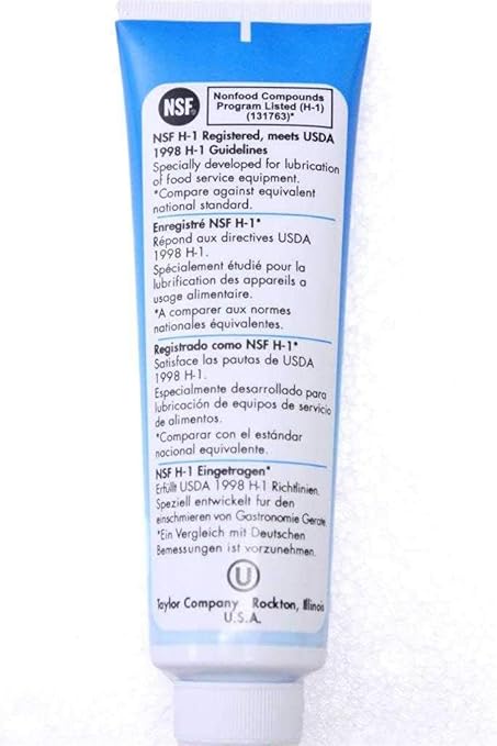 1 x 4 Oz. Taylor Blue Lube Tube, Food Safe Grease Sanitary Lubricant for O-Rings, Gasket, Mixer & Soft Serve Machines like Taylor, Stoelting, Kappus, Coffee, Yogurt, Food Service Equipment Lube #47518
