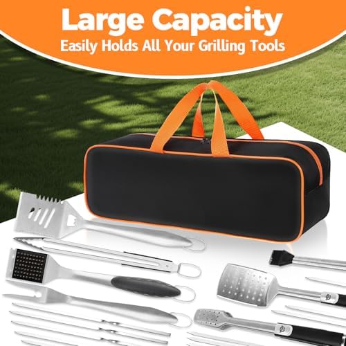 Grill Utensil Storage Bag for Outdoor Grilling, 24 x 8 x 8 in, Black