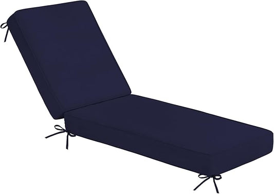 Sundale Outdoor Olefin Chaise Lounge Cushion, Water-Resistant Patio Lounge Chair Cushion, Thick Lounger Pad with 4 Straps Navy Blue, 72 x 21 x 4 Inches