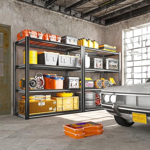 REIBII 40" W Storage Shelves with Wire Mesh Panels for Garage Organization