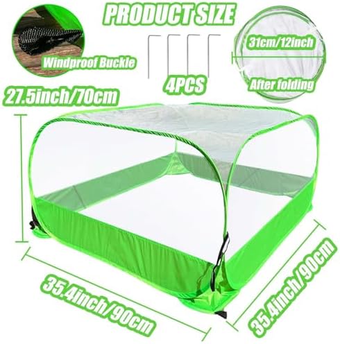 Pop-up Garden Mesh Plant Cover Outdoor Tent Garden Cover Mesh Bird and Pest Protection Guard for Raised Bed Protection Fruits Vegetables Seedlings and Herbs (1pcs 35.4x35.4x27.5in Without Bottom)