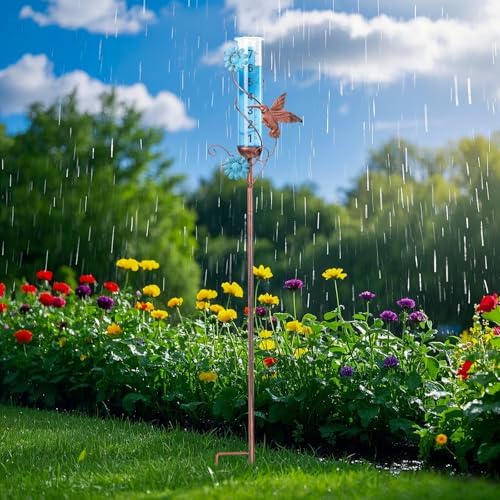 Rain Gauge Outdoor, Hummingbird Rain Gauges for Yard Patio Lawn Garden