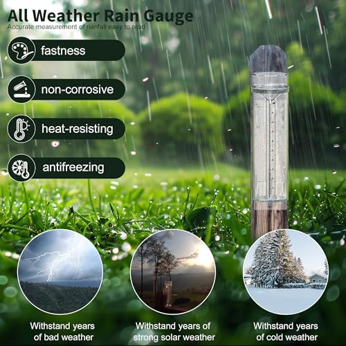 Outdoor Rain Gauge and Snow Professional Stratus Long Term, Made of UV and Heat Resistant Polycarbonate Material for All Weather Conditions with Precise Mounting Bracket
