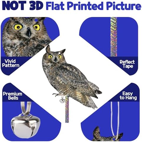 2PCS Hanging Flat Garden Owls, Fake Owl to Scare Pigeon