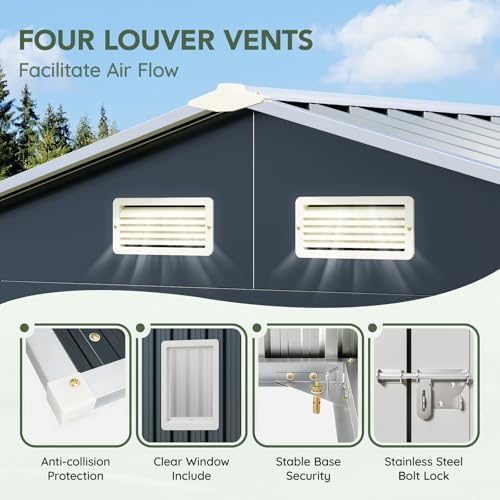 Breezz Outdoor Steel Storage Shed with Floor Frame, 10 x 8 ft
