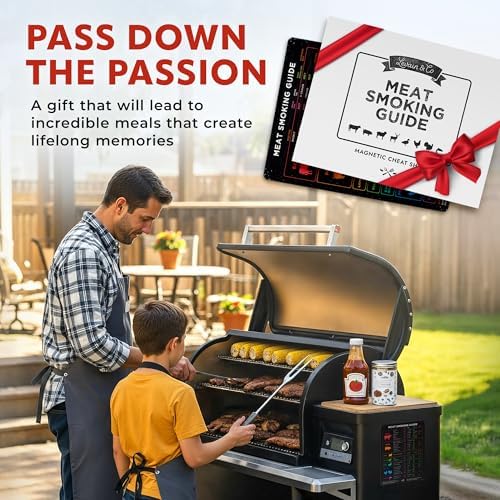 Meat Temperature & BBQ Smoker Guide Magnet - Wood, Time & Temp Chart