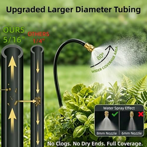 10 Pack 360° Copper Mister Nozzles with Tee for 5/16" Dirp Irrigation Kit