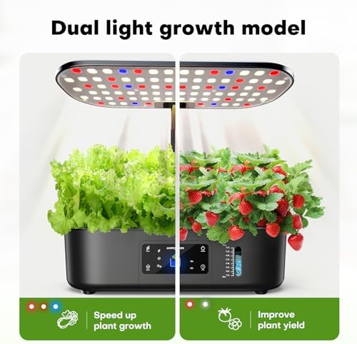 Ahopegarden Hydroponics Growing System Kit: 12 Pods with LCD Control Panel