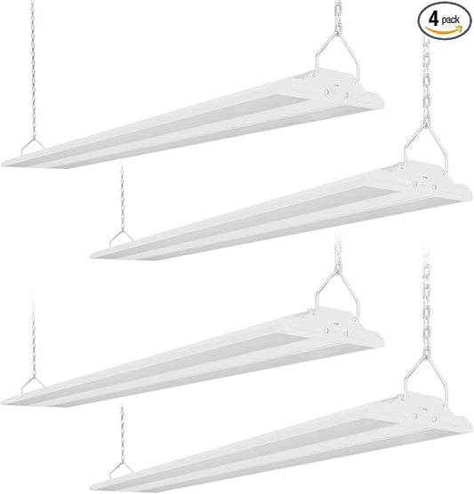 4-Pack 300W LED Linear Shop Lights, 45000LM Led High Bay Lights 5000K Daylight 120-277V, Led Garage Light for Shop Workshop Store Commercial Supermarket Warehouse Basement Exhibition Room ETL