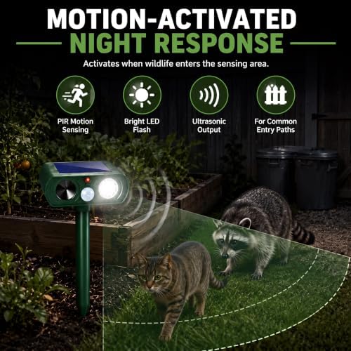 2026 Upgraded 4-Pack Solar Ultrasonic Animal Repellent Outdoor for Yard