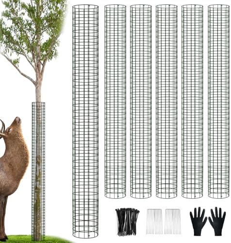 48" Metal Tree Trunk Protector, 6 Pack Mesh Tree Guards Tree Protectors with Zip Ties, Stakes, ExpandableTree Trunk Protector Guard, Tree Protectors from Deer, Mower, Animals(48",6 Pack)