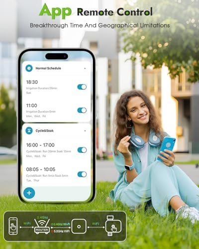 Insoma WiFi Water Timer with Brass Inlet&Outlet, Smart Sprinkler Timer + Auto/Manual/Rain Delay for Garden, Hose Timers with Hub, Up to 20 Watering Plans, APP & Voice Control, Compatible with Alexa