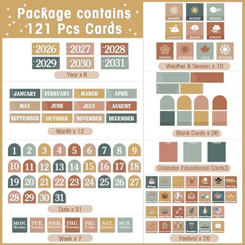 Sinload Classroom Calendar Pocket Chart Linen Color, Modern Boho 2