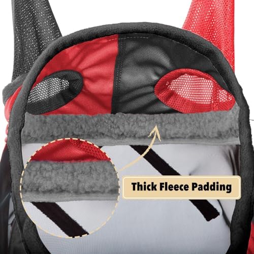 Harrison Howard Pro Luminous Horse Fly Mask Long Nose with Ears UV Protection for Horse Scarlet Red/Black Small Pony