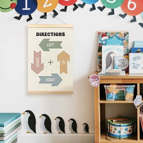 TLESKE Boho Classroom Directions Chart Poster Hanger Frame, Homeschool Hanging Wall Art Decor for Toddlers Kids Room Nursery Playroom, Preschool Prek Learning Educational Poster Print Banner, 16x24