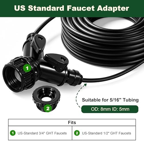 3/4" & 1/2" Faucet Adapter to 5/16" Drip Irrigation Tubing Connector