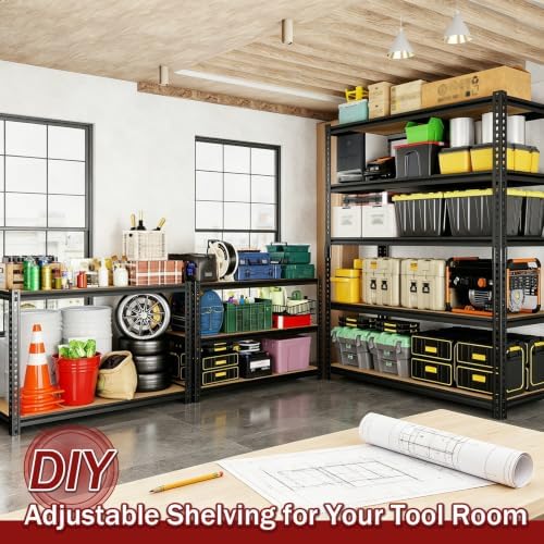 2400LBS Garage Shelving, 28" Wx12 Dx60 H Metal Storage Shelves
