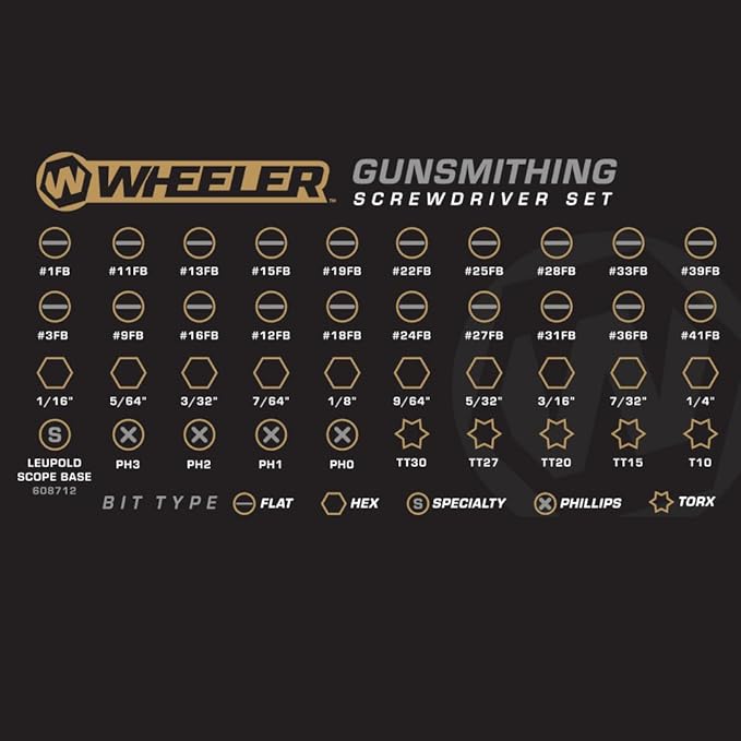 Wheeler 43-Piece Professional Gunsmithing Screwdriver Set with Magnetic Screwdriver Handle and Storage Case for Gunsmithing