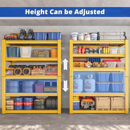 REIBII Orange Garage Shelving Adjustable 3010LBS Heavy Duty Storage Shelves