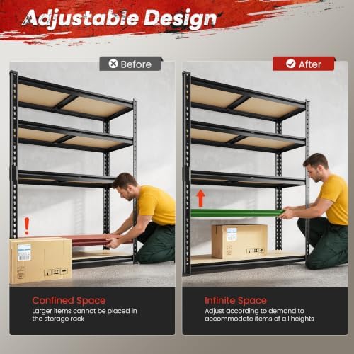 REIBII 3 Pack Garage Shelving for Warehouse, Heavy Duty Metal Shelving