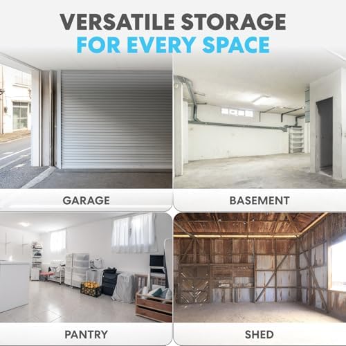 Simpli-Magic 4-Tier Heavy Duty Plastic Storage Shelving Unit, Garage & Basement Organizer, Modular Rack, 36 x 24 x 57 Inches, 250 lbs per Shelf, 1000 lbs Total Capacity