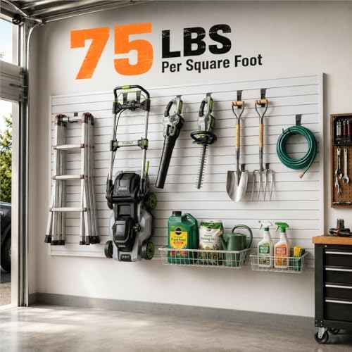 SMARTSTANDARD White Slatwall Panel Set, Wall Organizer for Garden Storage