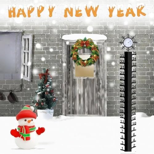 36 inch Snow Gauge Outdoor, Metal Snowfall Measuring Gauge, Detachable Christmas Snow Depth Measure Rod for Yard, Lawn, Garden and Christmas Decoration Gift (A)