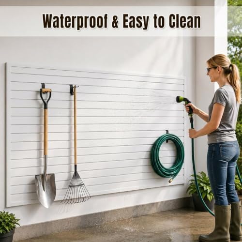 SMARTSTANDARD White Slatwall Panel Set, Wall Organizer for Garden Storage