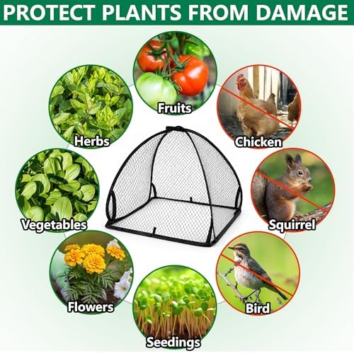 2 Pcs Pop-Up Mesh Plant Cover Tent, 22 Inch Garden Net Cage Guard Cover