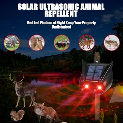 Solar Nocturnal Animal Repeller Outdoor Predator Lights for Chicken Coop Predator Protection Coyote Deterrent for Yard Nite Guard Solar Lights Predator Eyes-Protects Against Fox,Raccoon,Skunk,Deer(4)