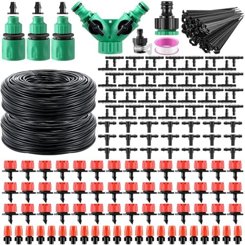 Vihose 328 ft Drip Irrigation System Kit with 1/4 Inch Tubing