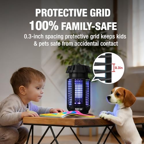 BALDR Bug Zapper Outdoor Indoor, 20W Power & 4200V Instant Grid Mosquito Repellent, Coverage of 1/2 Acre Fly Trap for Patio, Backyard, Home，2 Pack