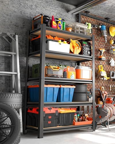 AOAORRG Set of 3 Garage Shelving Heavy Duty Storage Shelves, Metal Adjustable Shelving Unit, Utility Garage Organizer Shelf for Basement, Pantry, Kitchen, Warehouse, 31.5"W x 13.8"D x 71.2"H, Black