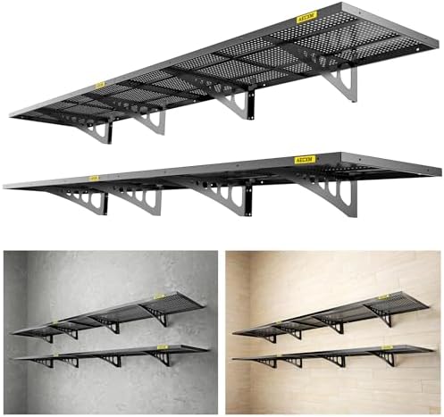 Aecxm 4-Pack 1.64x4ft Adjustable Garage Wall Shelving 1120lbs Load Capacity Heavy Duty Wall Mounted Storage Shelf Metal Floating Shelves for Garage(Black)