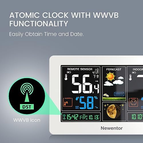 Newentor Weather Station Wireless Indoor Outdoor Thermometer, White,3Sensor