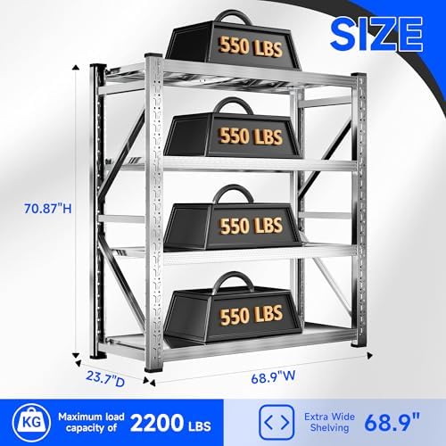 Heavy Duty Stainless Steel Shelving Unit, 2200 LBS Total Load Capacity