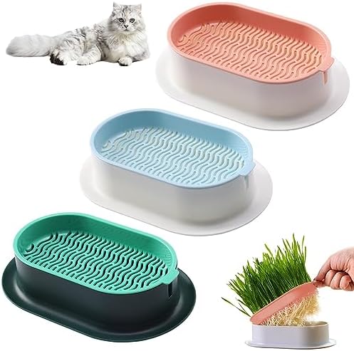 3Pcs Cat Grass Planter Set,Hydroponic Cat-Grasss-Box,Cat Grasss Growing Kits Nursery Plant Planting Box-for Indoor Cats Soilless Nursery-Box-Pet-Grass Pot,Only Planter Pot