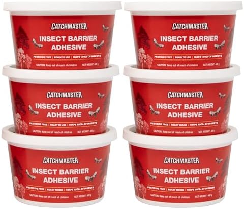 Catchmaster Tree Banding Insect Barrier 6Pk, 15oz Pails, Lanternfly & Ant Traps, Outdoor Adhesive Crawling Insect Trap to Protect Trees, Fruit & Plants