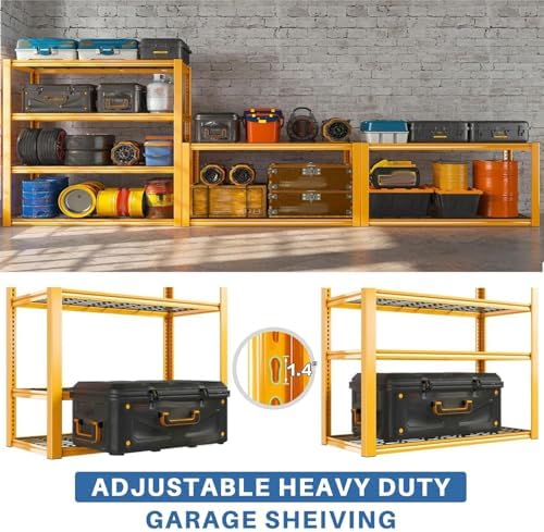 REIBII 40" W Yellow Garage Shelving with Double-Layer Frames for Homeowners