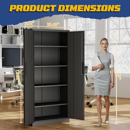 Metal Garage Storage Cabinet, 72" Steel Tool Cabinets with Lock