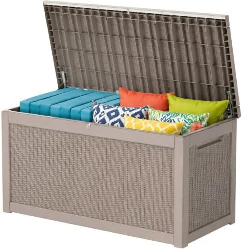 320 Gallon Outdoor Storage Box Resin Deck Box All Weather Waterproof Large Lockable Storage Container Deck Box for Patio Cushions, Garden Tools, Lockable, Gray
